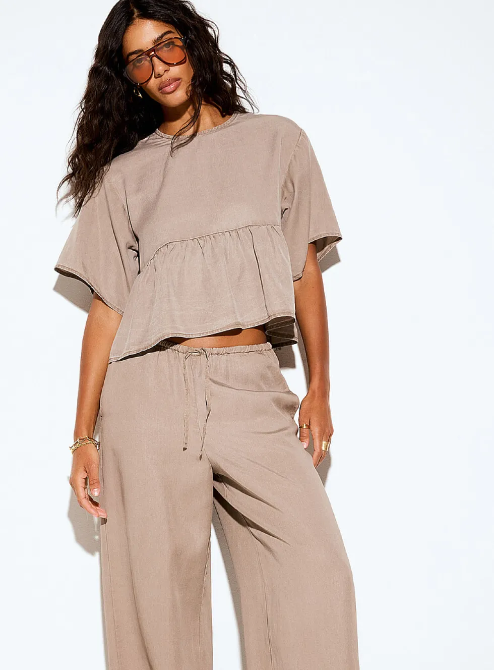 Sigrid peplum waist faded blouse