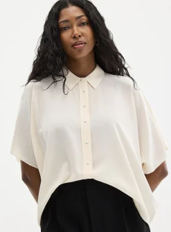 Silky boxy-fit blouse