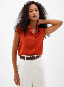 Silky cap-sleeve shirt