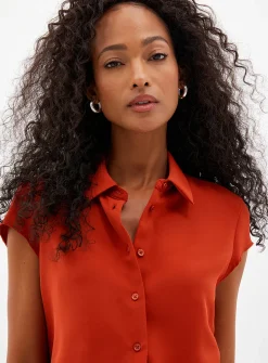 Silky cap-sleeve shirt
