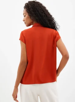 Silky cap-sleeve shirt