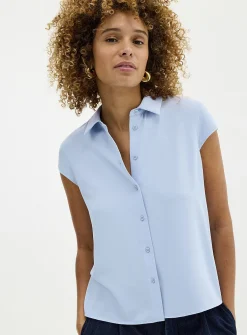 Silky cap-sleeve shirt