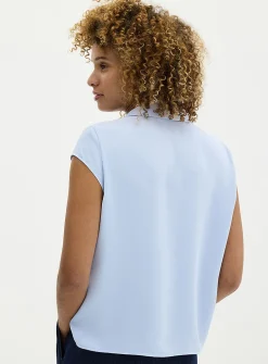 Silky cap-sleeve shirt