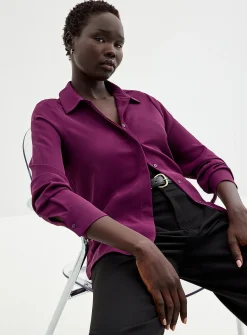 Silky hidden placket shirt