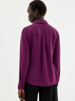 Silky hidden placket shirt