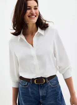 Silky hidden placket shirt