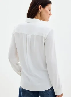 Silky hidden placket shirt