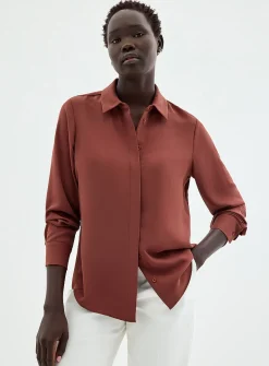 Silky hidden placket shirt