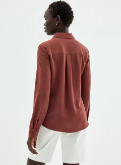 Silky hidden placket shirt