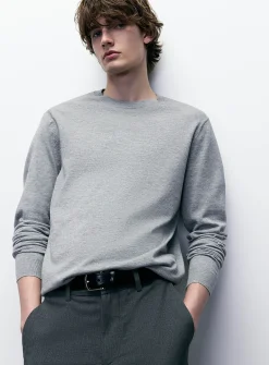 Silky knit crew-neck sweater