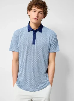 Silky medallion pattern golf polo