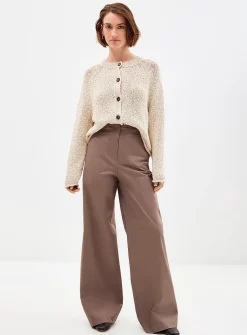 Silky twill straight-leg pant