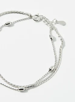 Silver double row bracelet