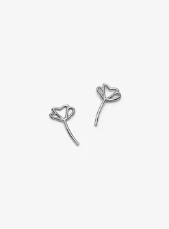 Silver flower earrings