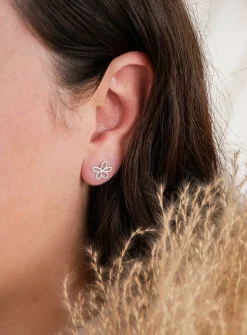 Silver flower earrings
