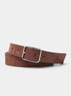 Silver square buckle suede belt