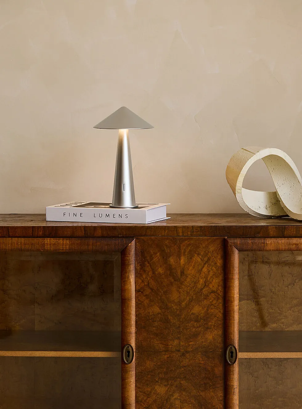 Silver-finish portable LED lamp