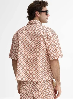 Simple flower embossed jacquard shirt