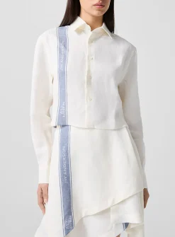 Single stripe pure linen shirt