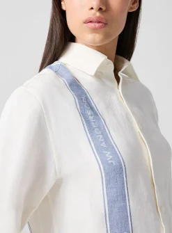 Single stripe pure linen shirt