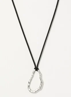 Sinuous hammered medallion cord necklace