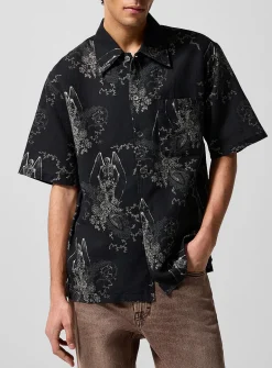 Skeleton paisley boxy-fit shirt