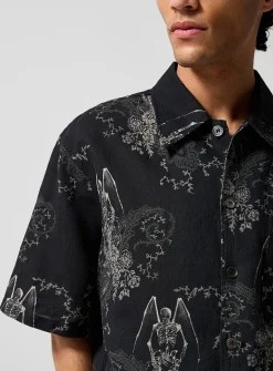 Skeleton paisley boxy-fit shirt