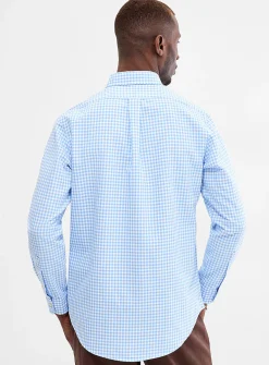 Sky-blue gingham Oxford shirt