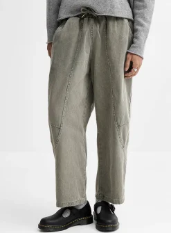 Slanted-panel twill pant
