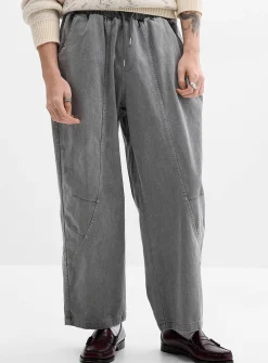 Slanted-panel twill pant