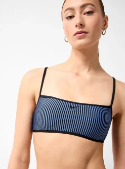 Slate blue seersucker stripe bralette