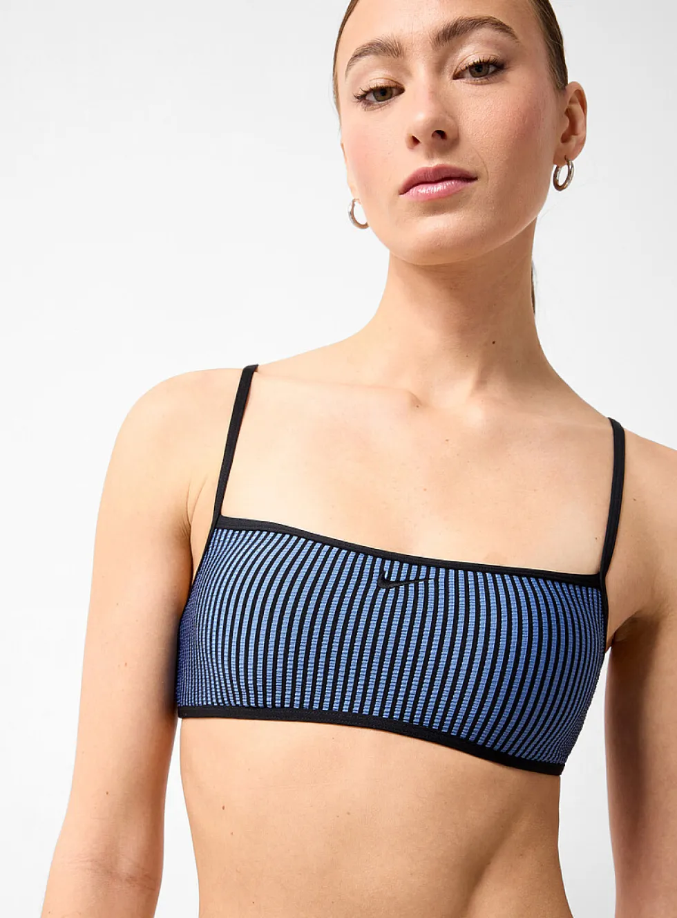 Slate blue seersucker stripe bralette