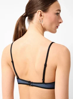 Slate blue seersucker stripe bralette