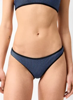 Slate blue seersucker stripe bikini panty