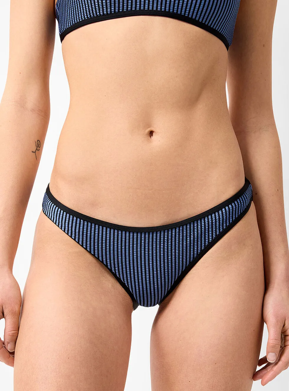 Slate blue seersucker stripe bikini panty