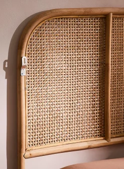 Sleek natural rattan headboard