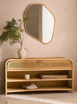 Sleek natural rattan hutch
