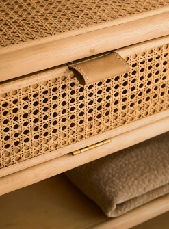 Sleek natural rattan hutch