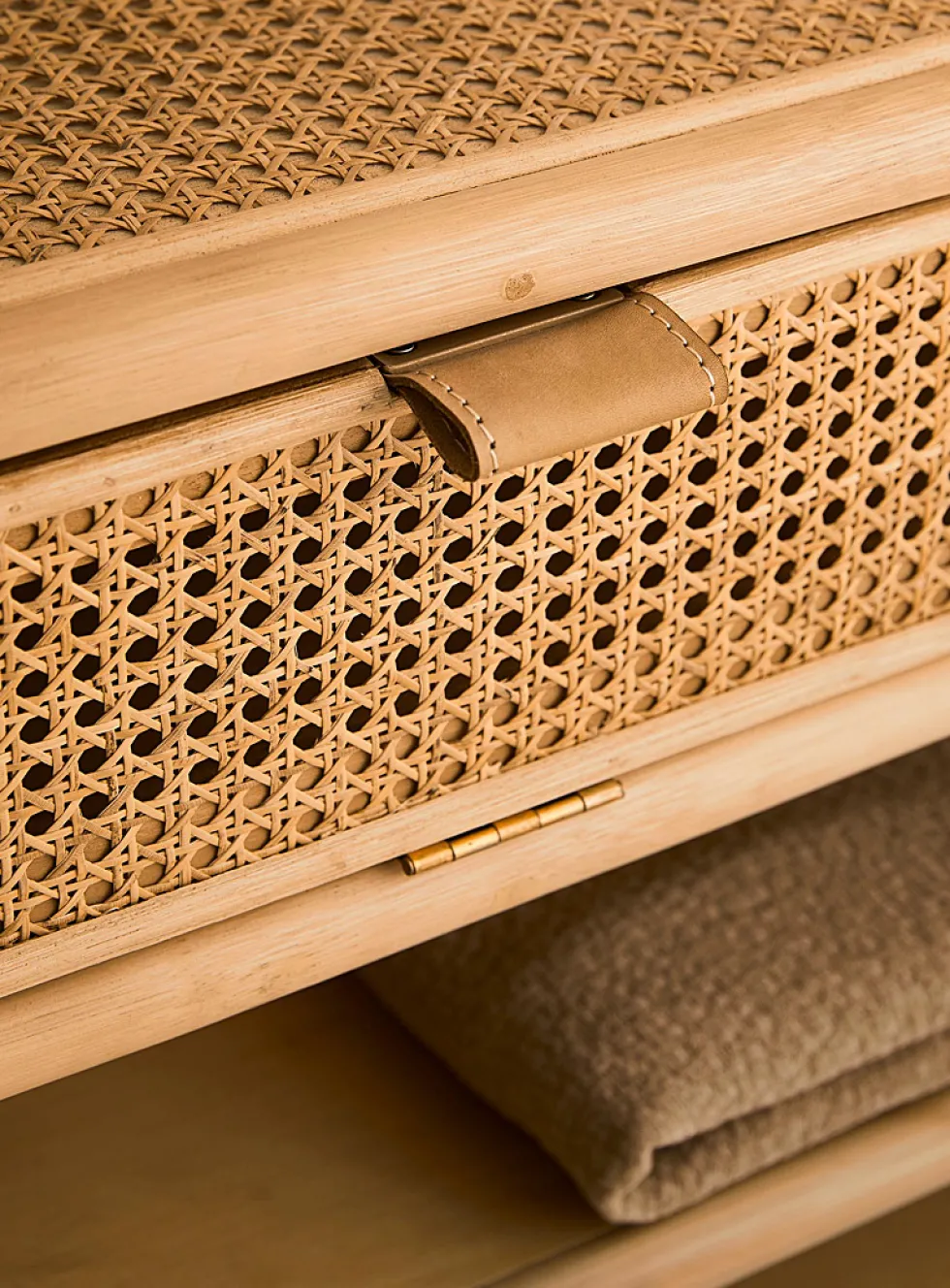 Sleek natural rattan hutch