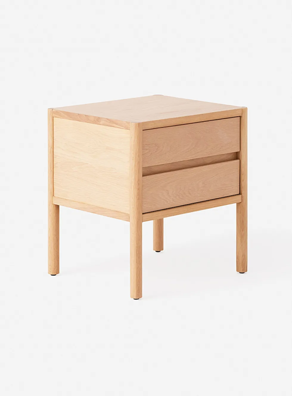 Sleek oak bedside table