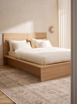 Sleek oak platform bed frame