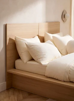 Sleek oak platform bed frame