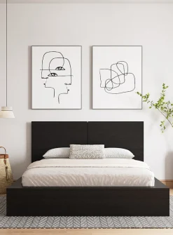 Sleek oak platform bed frame