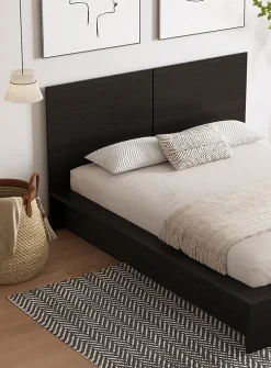 Sleek oak platform bed frame