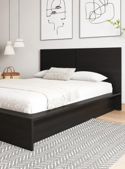 Sleek oak platform bed frame