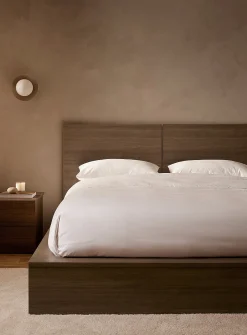 Sleek oak platform bed frame