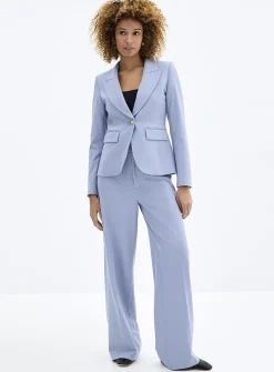 Sleek-waist stretch crepe pant