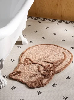 Sleeping cat bath mat