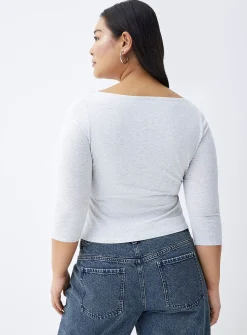 3/4-sleeve boat-neck tee