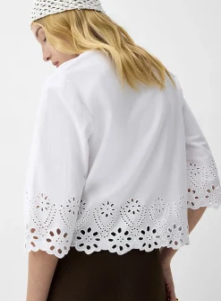 3/4-sleeve broderie anglaise T-shirt